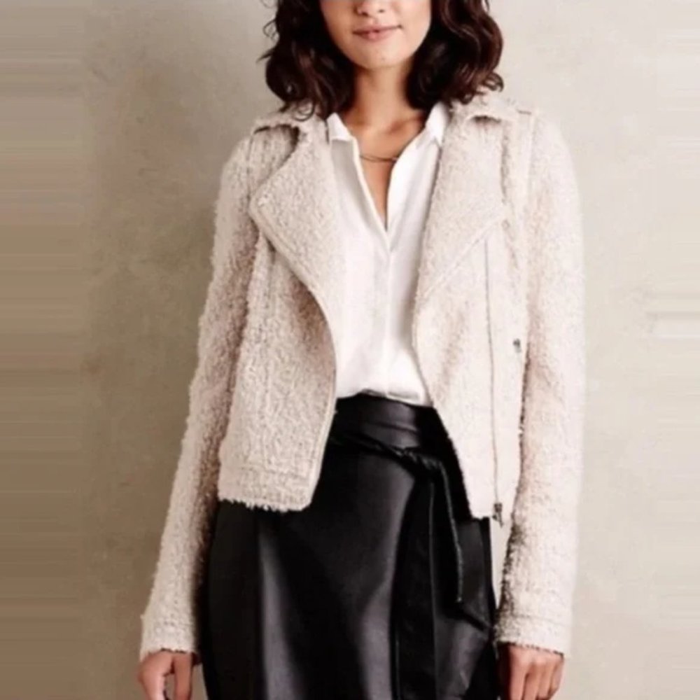 Anthropologie Elevenses Moto Jacket XS faux fur